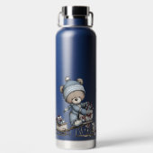 CUTE BLUE HOLIDAY WINTER TEDDY BEARS TRINKFLASCHE (Rückseite)
