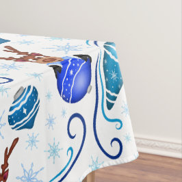 Cute Blue Kids Christmas Reindeer Tischdecke