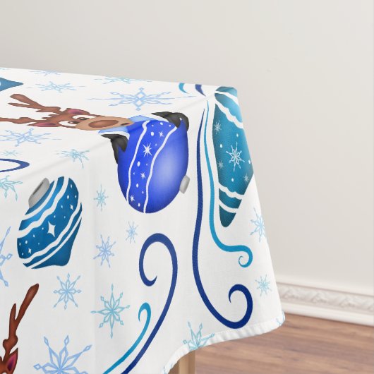 Cute Blue Kids Christmas Reindeer Tischdecke (Beispiel)