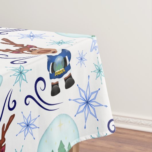 Cute Blue Kids Christmas Reindeer Tischdecke (Beispiel)