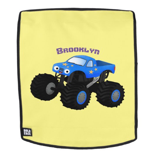 Cute blue monster truck cartoon illustration rucksack (Abnehmbare Front)