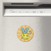 Cute Blue Mouse and Cheese Personalized Magnet (In Situ (Geschirrspüler))