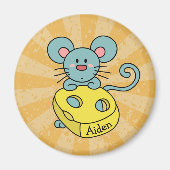 Cute Blue Mouse and Cheese Personalized Magnet (Vorne)