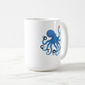 Cute Blue Octopus Friend with Heart Ocean Scuba Kaffeetasse (VorderseiteRechts)