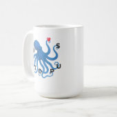 Cute Blue Octopus Friend with Heart Ocean Scuba Kaffeetasse (Vorderseite Links)