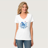 Cute Blue Octopus Friend with Heart Ocean Scuba  T-Shirt (Vorderseite Vollansicht)