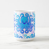 Cute Blue Octopus Pattern Coffee Mug Kaffeetasse (Mittel)