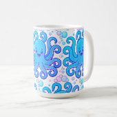 Cute Blue Octopus Pattern Coffee Mug Kaffeetasse (VorderseiteRechts)