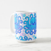 Cute Blue Octopus Pattern Coffee Mug Kaffeetasse (Vorderseite Links)