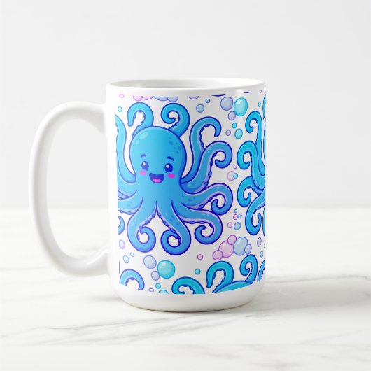 Cute Blue Octopus Pattern Coffee Mug Kaffeetasse (Links)