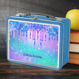 Cute blue ombre drips monogram metall brotdose