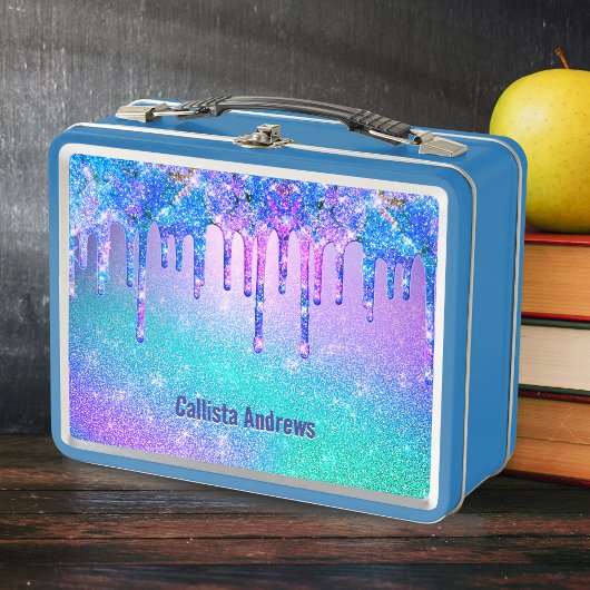 Cute blue ombre drips monogram metall brotdose