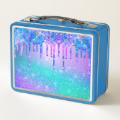 Cute blue ombre drips monogram metall brotdose (Rückseite)
