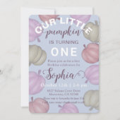 Cute Blue Our Little Pumpkin Fall Birthday Einladung (Vorderseite)