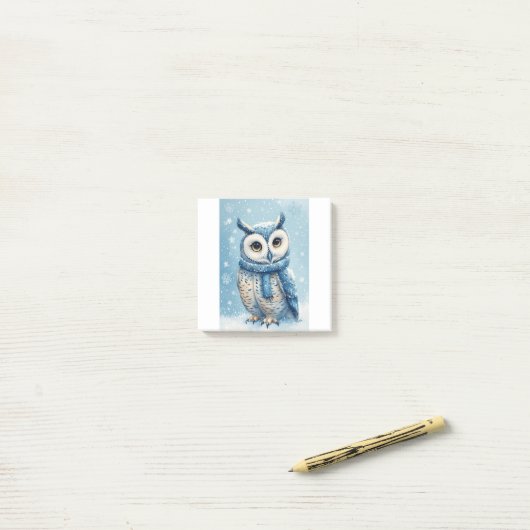 Cute Blue Owl Post-it Klebezettel (Auf Schreibtisch)