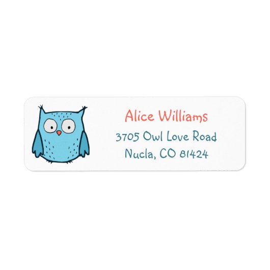 Cute Blue Owl Return Address Labels (Vorne)