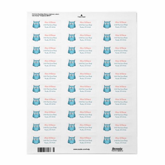 Cute Blue Owl Return Address Labels (Vorne)