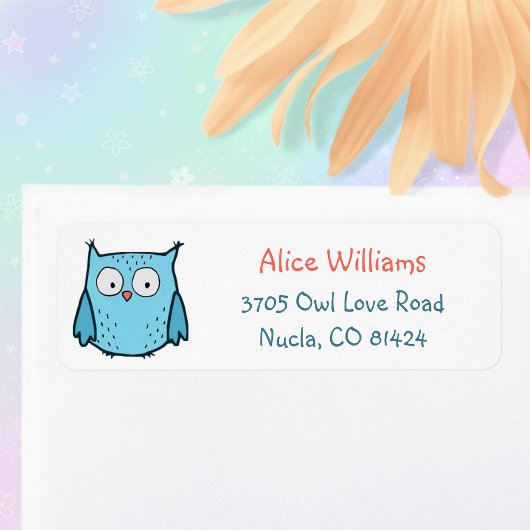 Cute Blue Owl Return Address Labels