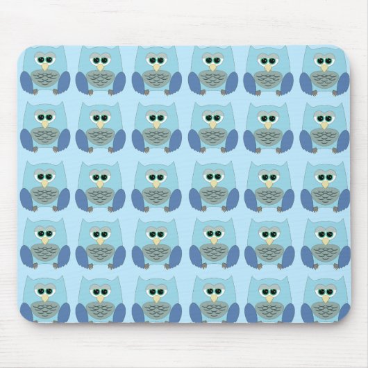 Cute Blue Owls Pattern Mousepad (Vorne)