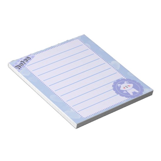 Cute Blue Pastel Baby Wolf  Notizblock (angewinkelt)