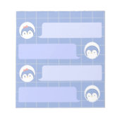 Cute Blue Penguin Notepad | Minimal Grid Me Notizblock (Vorderseite)