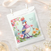 Cute Blue Pink Bird Floral Favor Bags Geschenktütchen (Ausgeschnitten)