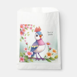 Cute Blue Pink Bird Floral Favor Bags Geschenktütchen