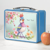 Cute Blue Pink Bird Floral Metal Lunch Box (Beispiel)