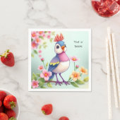 Cute Blue Pink Bird Floral Napkins Serviette (Beispiel)
