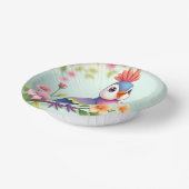 Cute Blue Pink Bird Floral Paper Bowl Pappteller (Gewinkelt)