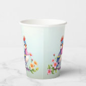 Cute Blue Pink Bird Floral Paper Cups Pappbecher (Rechts)