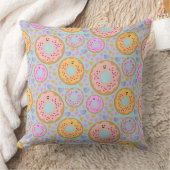 Cute Blue Pink Pastel Donuts & Hearts Kissen (Decke)