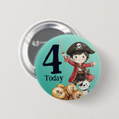 Cute Blue Pirate child's Birthday Button (Vorne & Hinten)
