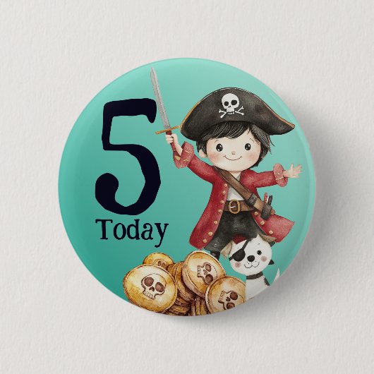 Cute Blue Pirate child's Birthday Button (Vorderseite)