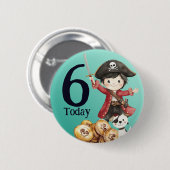 Cute Blue Pirate child's Birthday Button (Vorne & Hinten)