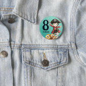 Cute Blue Pirate child's Birthday Button (Beispiel)