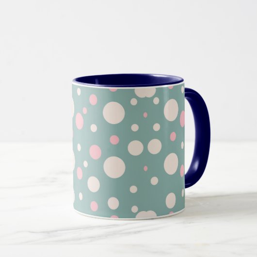 Cute Blue Polka Dot Coffee Mug Tasse (VorderseiteRechts)