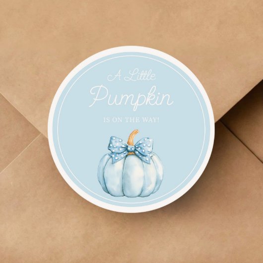 Cute Blue Pumpkin Boy Baby Shower Runder Aufkleber