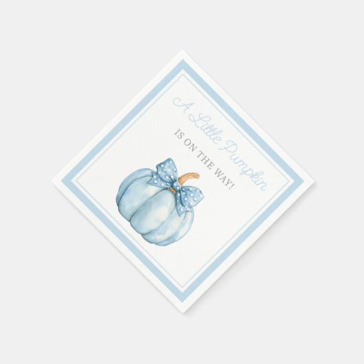 Cute Blue Pumpkin Boy Baby Shower Serviette (Ecke)