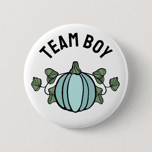Cute Blue Pumpkin Team Boy Gender Reveal Button (Vorderseite)