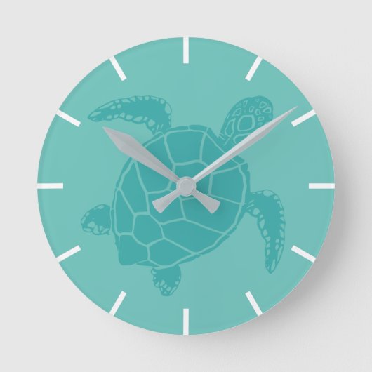 Cute Blue Sea Turtle Runde Wanduhr (Vorderseite)