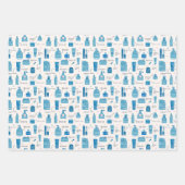 Cute Blue Skincare Cosmetic Pattern  Geschenkpapier Set (Vorderseite)
