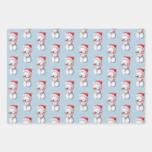 Cute Blue Snowman Snowflakes Christmas  Geschenkpapier Set (Vorderseite 2)