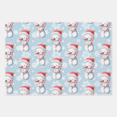Cute Blue Snowman Snowflakes Christmas  Geschenkpapier Set (Vorderseite)