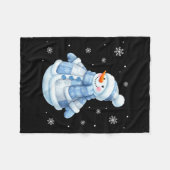 Cute Blue Snowman With Snowflakes Winter Christmas Fleecedecke (Vorderseite (Horizontal))
