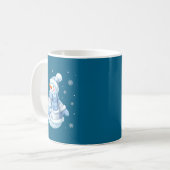 Cute Blue Snowman With Snowflakes Winter Christmas Kaffeetasse (Vorderseite Links)
