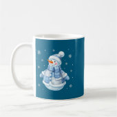Cute Blue Snowman With Snowflakes Winter Christmas Kaffeetasse (Links)