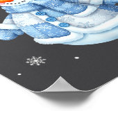 Cute Blue Snowman With Snowflakes Winter Christmas Poster (Ecke)