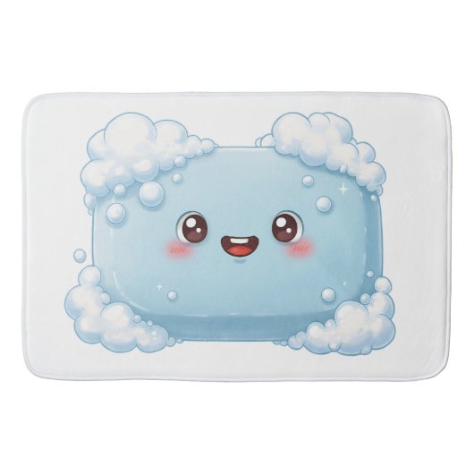 Cute Blue Soap Bar with Bubbles Badematte (Vorderseite)