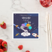 Cute Blue Space Astronaut Personalize Birthday Boy Serviette (Beispiel)